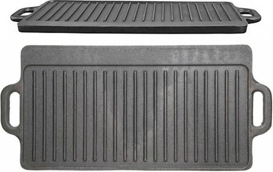 KitchenCraft Gietijzeren Grillplaat Dubbelzijdig 45cm x 23cm Cast Iron