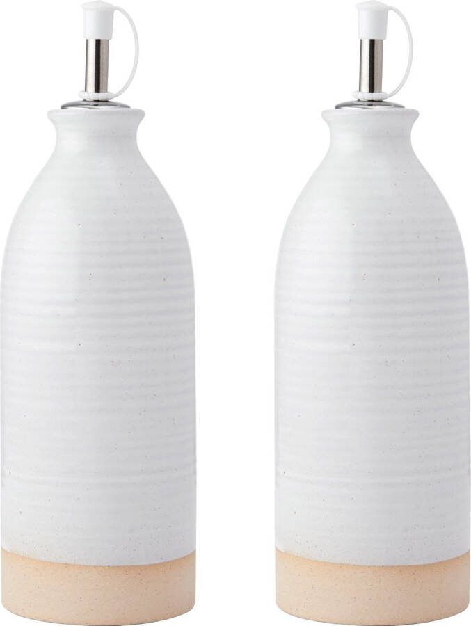 KitchenCraft Idilica olie- en azijnflessen set van 2 crème 450 ml