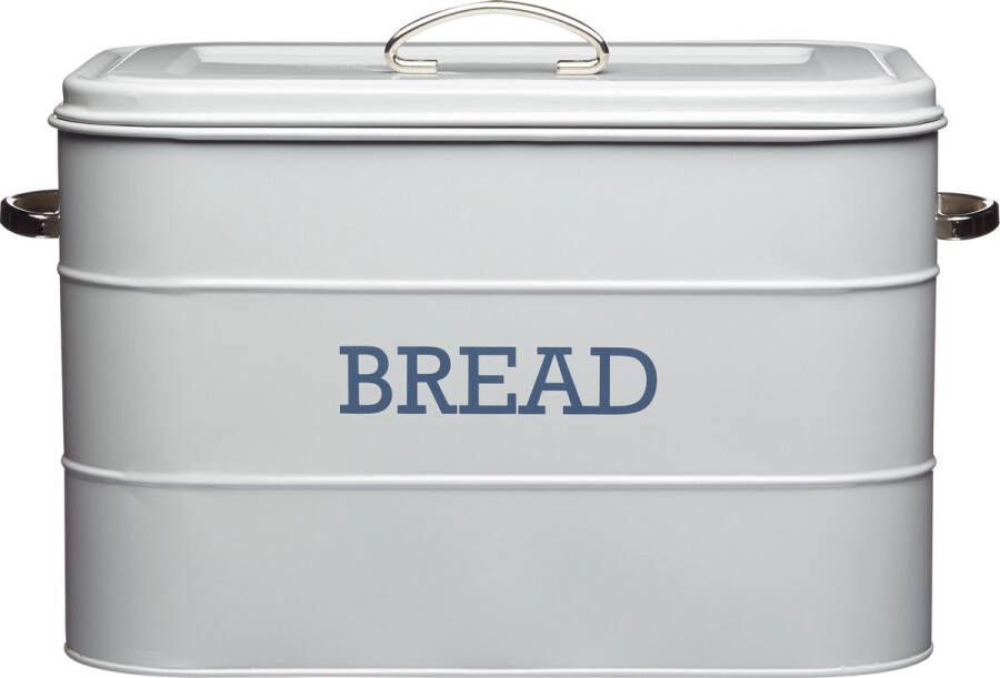 KitchenCraft Living Nostalgia Broodtrommel met Traditioneel deksel met bovenopening -Frans Grijs