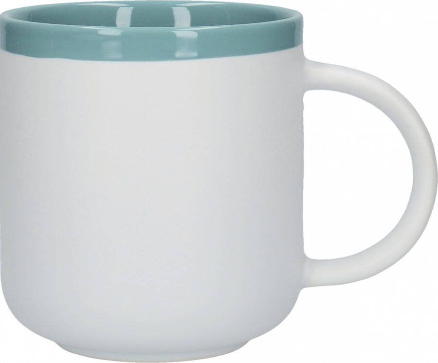 KitchenCraft Mok La Cafetière 450 Ml Keramiek Wit lichtgroen