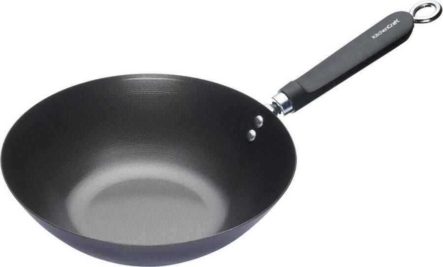 KitchenCraft Oriental Wokpan 26.5 CM Carbonstaal Non-Stick World of Flavours