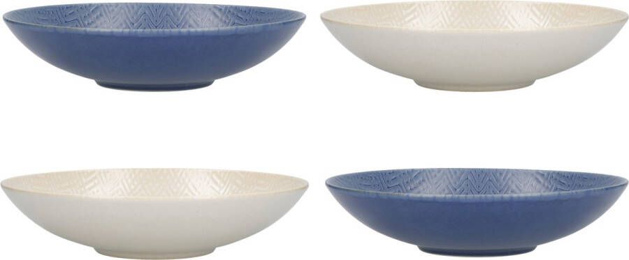 KitchenCraft Pastakom Set van 4 Stuks 22 x 5 cm Blauw en Crème Reliëf