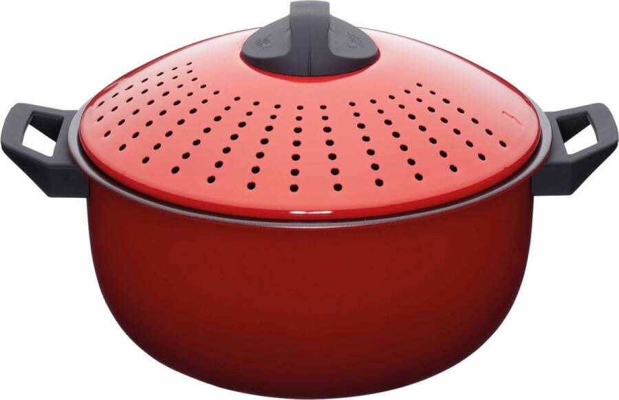 KitchenCraft Pastapan 25.5 CM 4 L Carbonstaal Non-Stick Rood World of Flavours