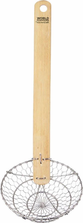KitchenCraft schuimlepel 33 cm RVS bamboe zilver naturel