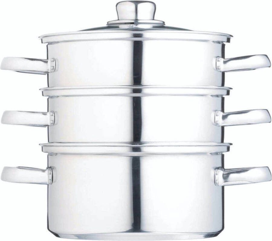 KitchenCraft Stoompan 16 Cm Rvs Zilver glas 4-delig