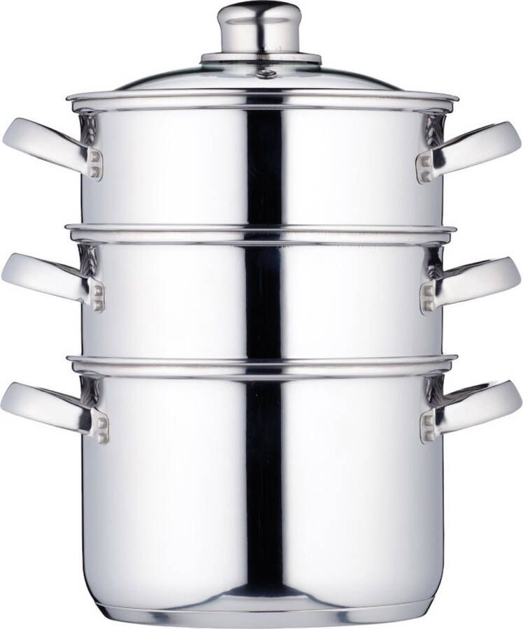 KitchenCraft Stoompan 18 Cm Rvs Zilver glas 4-delig