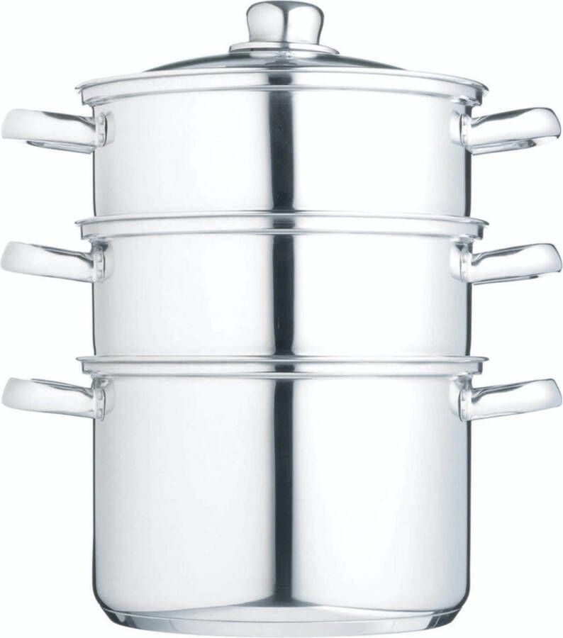 KitchenCraft Stoompan 20 Cm Rvs Zilver glas 4-delig