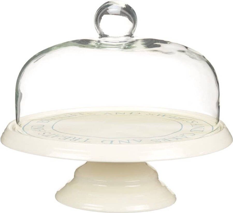 KitchenCraft Klassiek Assortiment 29 cm Keramische Taart Standaard met Glazen Deksel