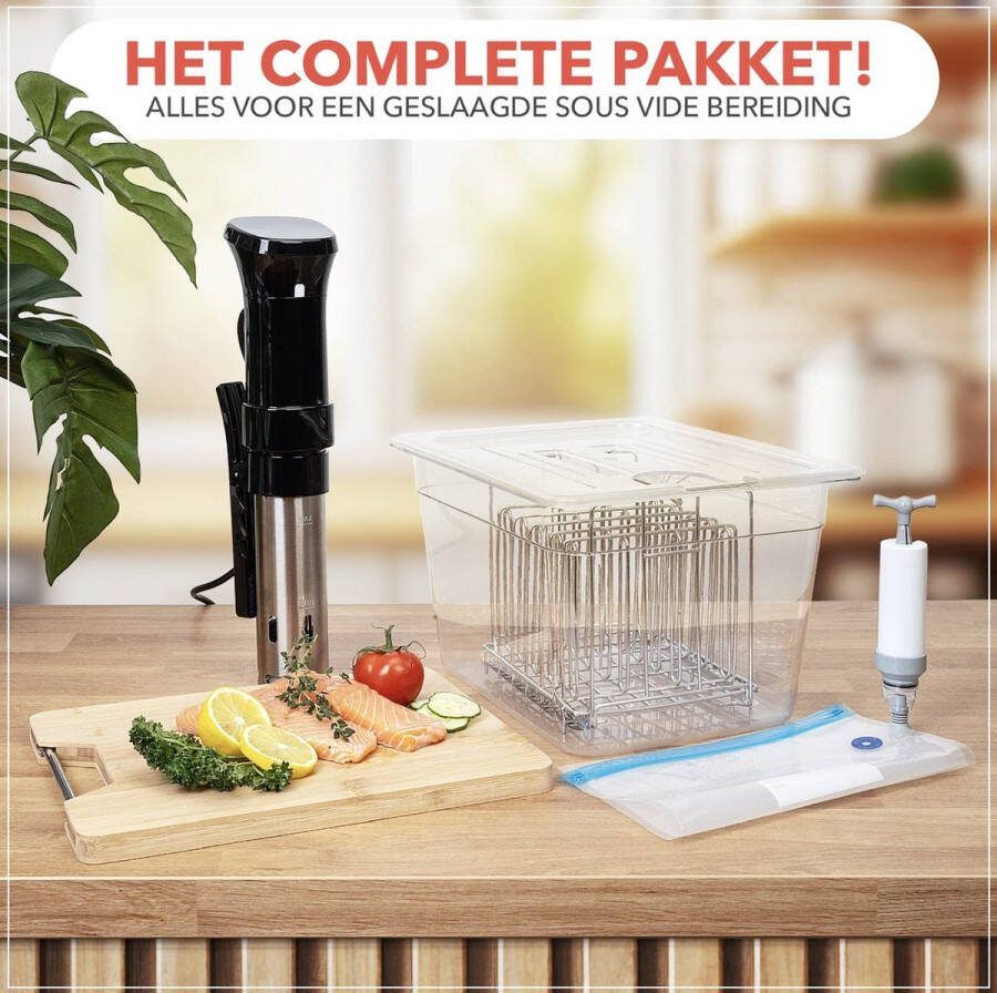 Kitchengoods Sous vide stick Inclusief Accessoires Temperatuurbereik 25 tot 95 Graden 1100W Slowcooker Slow Cooker Precision Staaf Roestvrij Staal