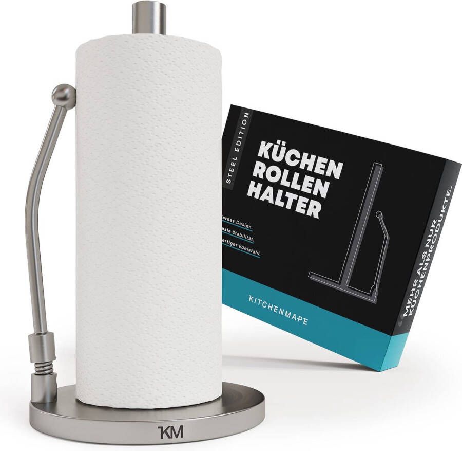 KITCHENMAPE Keukenrolhouder van roestvrij staal (staand) stabiele en duurzame papierrolhouder ideaal voor koken Zewa rolhouder met moderne en eenvoudige look