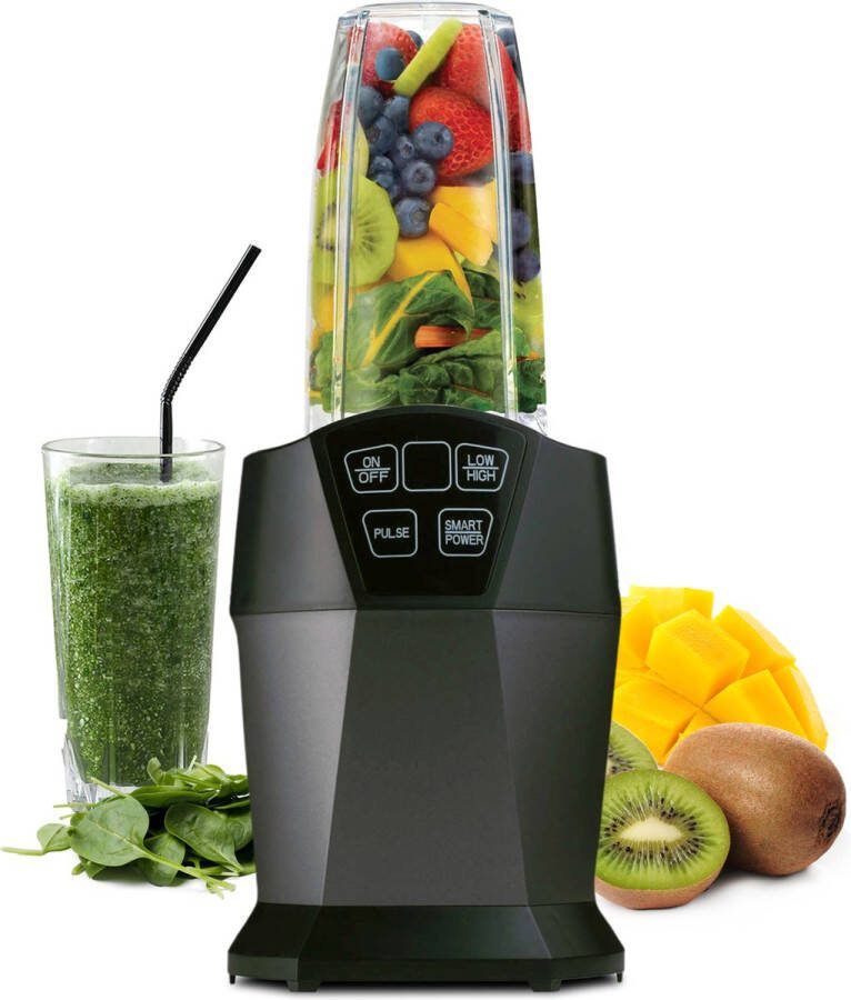 KitchenMasters Smoothie Blender 1000 Watt met 2 Mixbekers Touchpad Krachtige Blender To Go IJscrusher Smoothie Maker