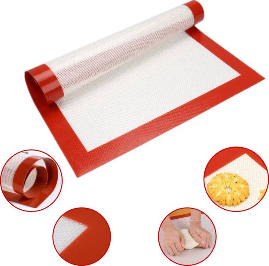 KitchenMundo © Siliconen Bakmat Ovenmat 40x30 cm Rood Hittebestendig tot 250 graden Vaatwasserbestendig