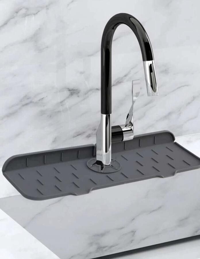Kitchentastic Kraanmat Afdruipmat Droogmat Kraanmat Keuken Keukenkraan Gootsteenmat Badkamer Antislip Grijs