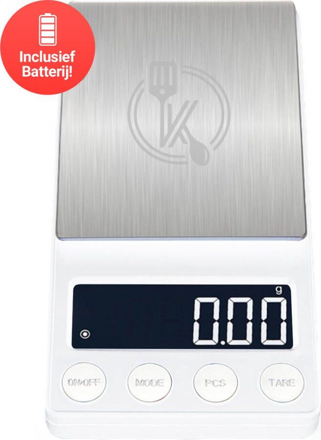 Ease Electronicz digitale mini precisie keukenweegschaal wit 0 01 tot 200 gram 14.2 x 7.5 cm pocket scale op batterij weegschaal keuken