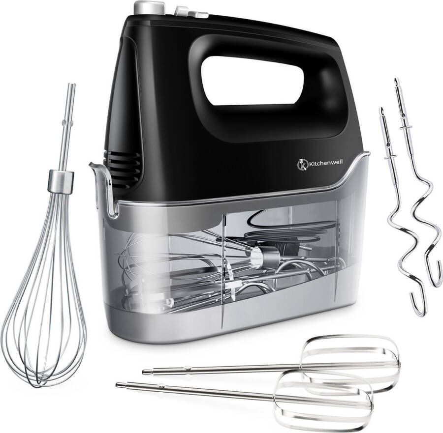 Kitchenwell Handmixer 6 snelheden en turbofunctie 400W – Kloppers & Deeghaken & Garde Inclusief opbergdoos