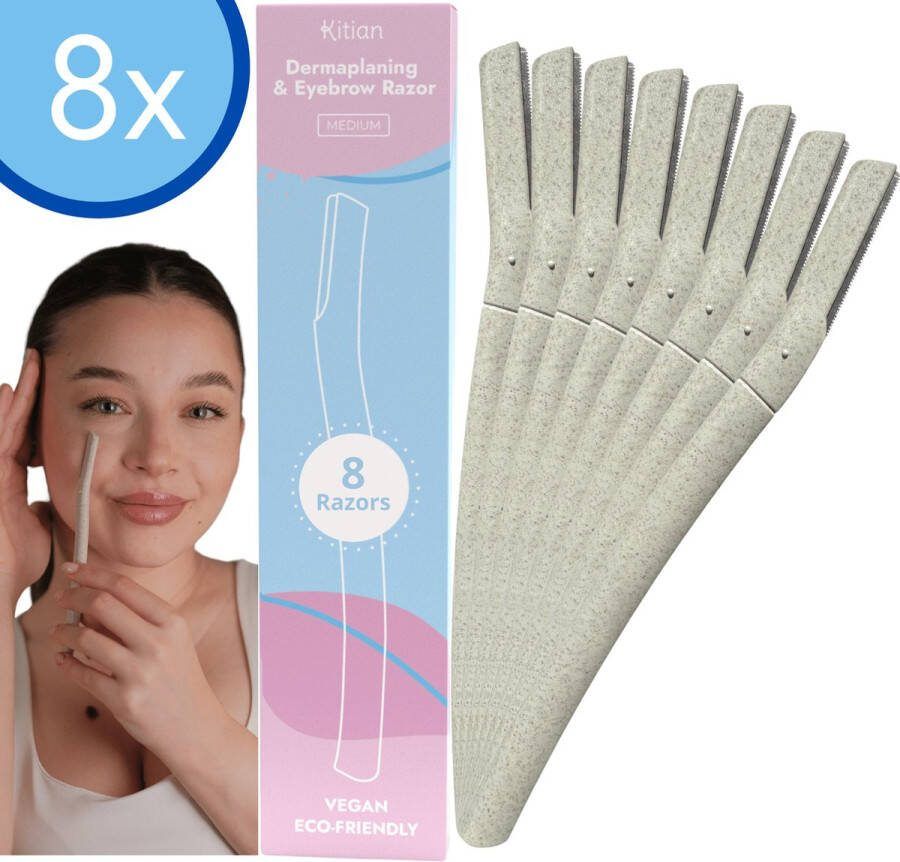 Kitian Dermaplaning Wenkbrauw Scheermesje Scheermes Gezicht Scheermesjes Vrouw Wenkbrauw Mesje Eyebrow Razor Scheermesjes Gezicht 8x
