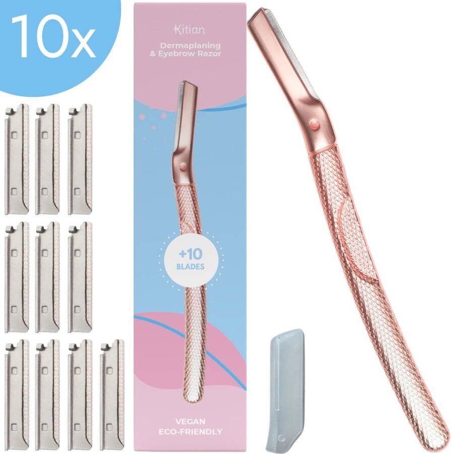 Kitian Premium Dermaplaning Gezicht Wenkbrauw Mesje Gezichts Scheermesjes voor Vrouwen Facial & Eyebrow Razor Rosé 10x