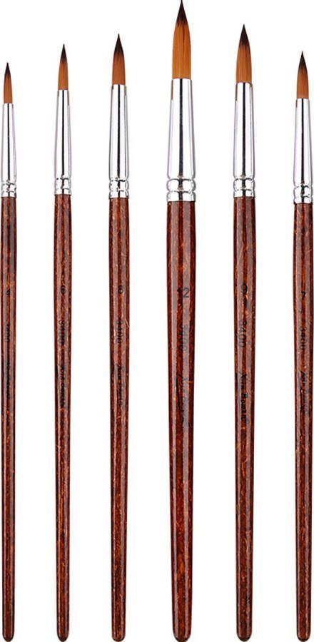 KJG Penselen Set van 6 stuks Round Kwasten Verven Schilderen Olieverf en Acrylverf