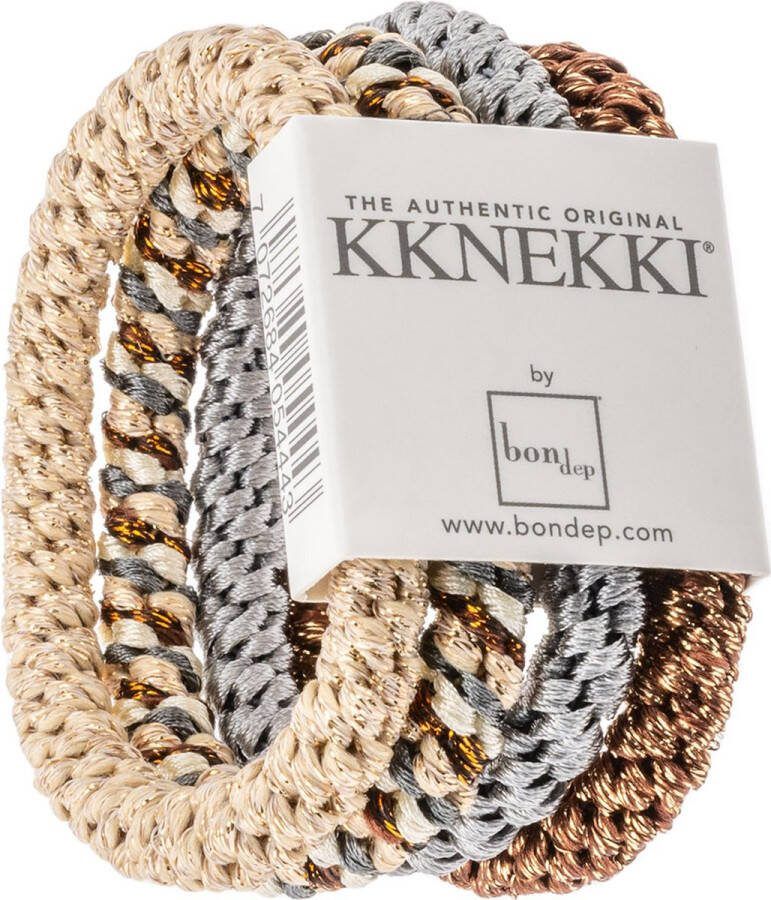 Kknekki Elastische Haarband 4-pack Bruin Blauw Beige