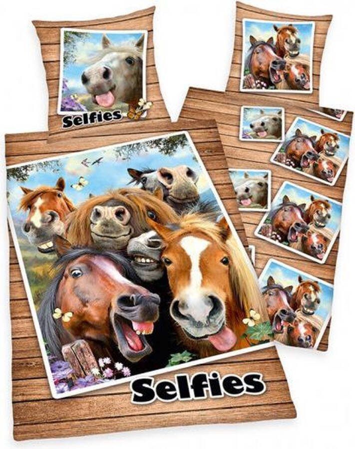 KKS Dekbedovertrek Paarden Selfies Kinderdekbedovertrek 140x200