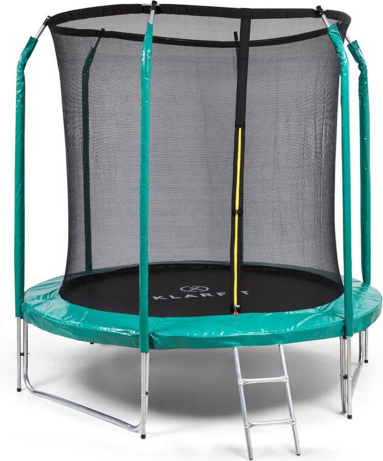 Klarfit Jumpstarter trampoline 2 5m Ø veiligheidsnet 120kg max. door een stabiele ladder van volledig verzinkt staal donkerblauw
