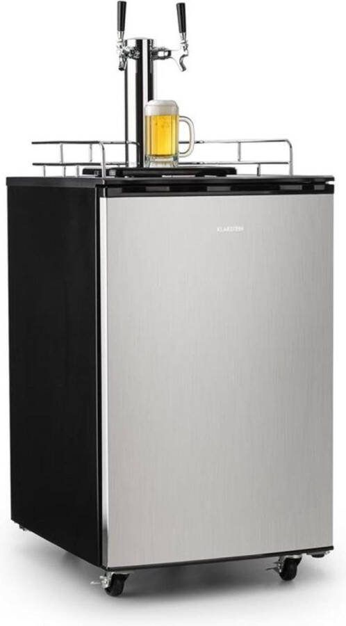 Klarstein Big Spender Double biertap Thuistap met koelkast voor biervat Beertender voor vaten tot 50 liter Zwart zilver