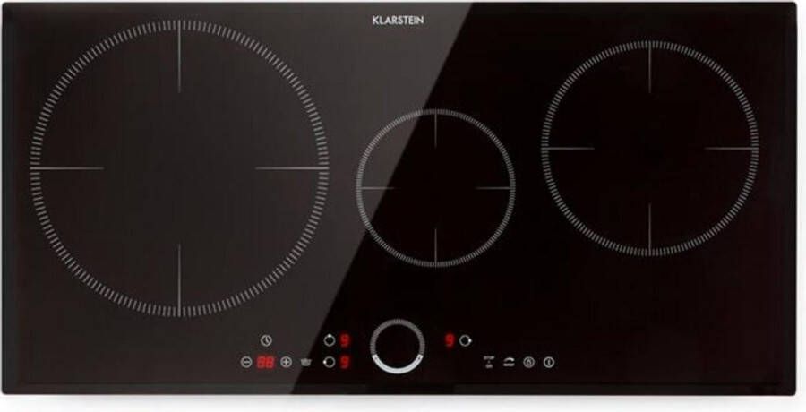 Klarstein Delicatessa 80 Inbouw Kookplaat Inductie 3 Zones 7400W Glaskeramisch Oppervlak Slide Regerlaar Digitale Display Overhittingsbeveiliging Kinderslot Slanke Vorm Elegant Praktisch En Simpel Zwart