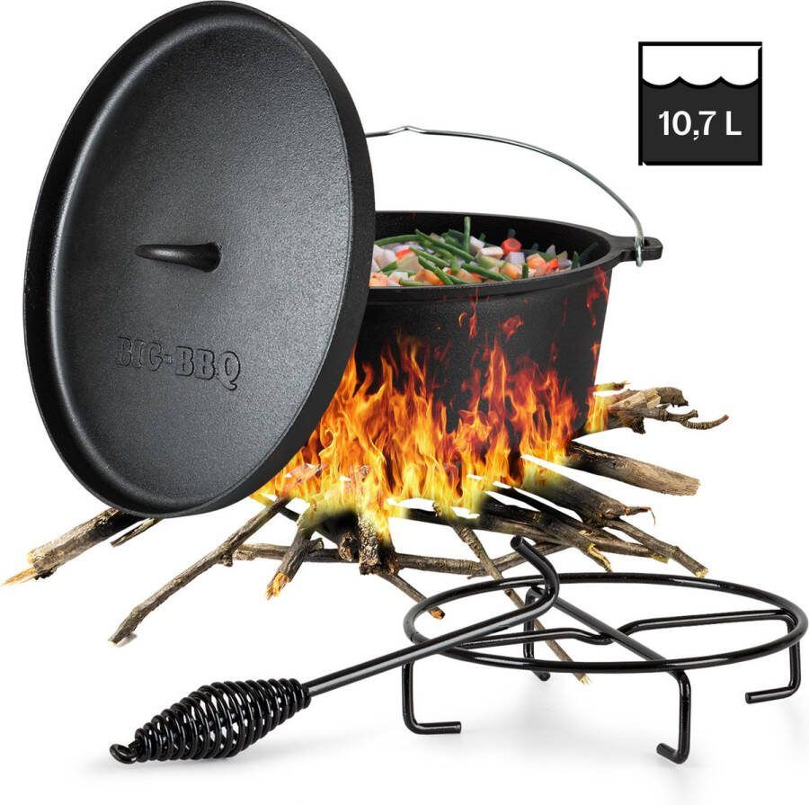 Klarstein Galloway Dutch Oven 12.0 BBQ pan gietijzer ingebrand maat L 9 qt