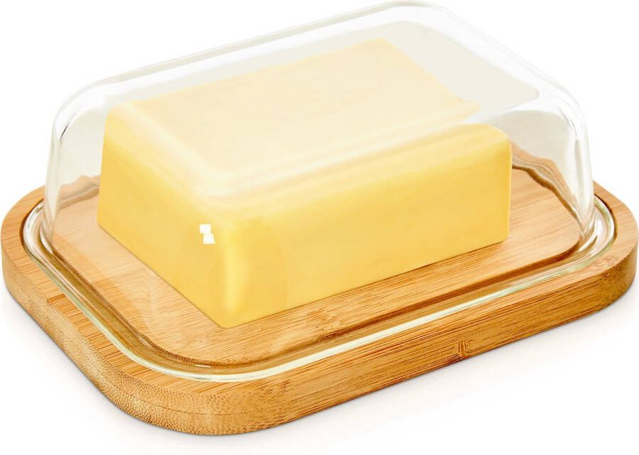 Klarstein Glazen botervloot luchtdicht neutraal van smaak vaatwasserbestendig