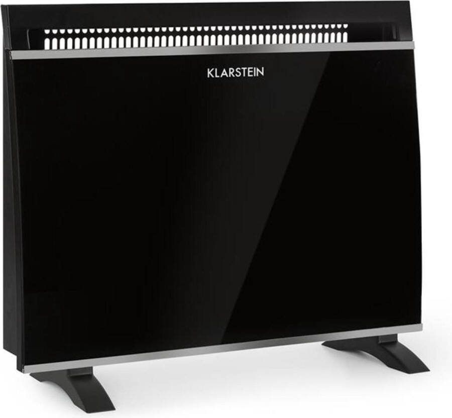 Klarstein Gotland Convectorkachel 600 900 1500W Glazen Front Staand Apparaat Draaiknop Zelfregelende Thermostaat Snel En Eenvoudig Te Reinigen Vrijstaand Praktisch Elegant Design Veiligheidsglas Temperatuurbeveiliging Zwart