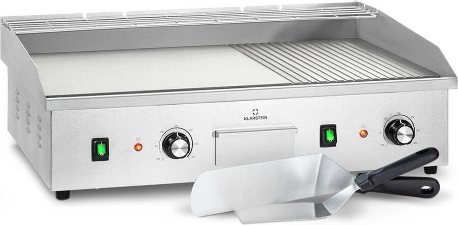 Klarstein Grillmeile 4400 elektrische grill plancha 2x2200W grillplaat roestvrij staal