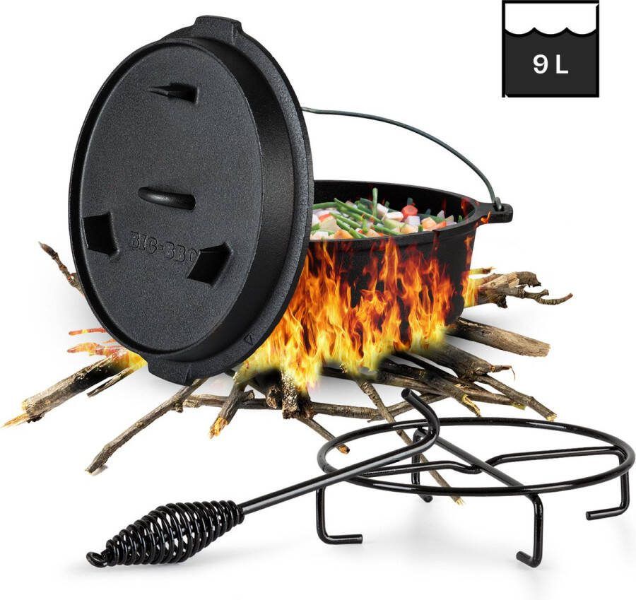 Klarstein Guernsey Premium Dutch Oven 9.0 BBQ-pot gietijzer ingebrand maat L 9 qt