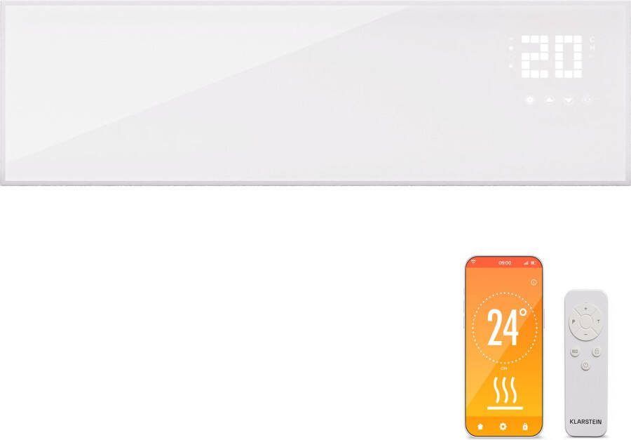 Klarstein Infraroodverwarming met thermostaat 320W elektrische verwarming Smart Home Picture Infraroodverwarming voor wandmontage IR met App Control & Open Window Detection Vochtige kamer radiator CO2-vrij Wit