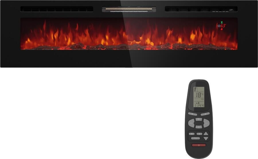 Klarstein Deco Haard Met LED-Vlammen Elektrische haard met verwarming en haardvuur 1800W Elektrische haard elektrisch met afstandsbediening Timer & regelbare thermostaat Zwart