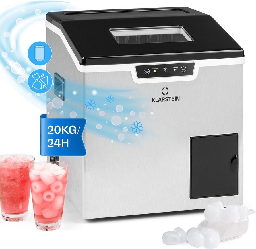 Klarstein Icefestival Bullet Ijsblokjesmaker 400W 1 9 Liter 20Kg 24H Zilver