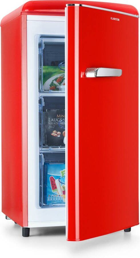 Klarstein Laika Diepvrieskast Vriezer 60 Liter 3 Schuiflades 4-Sterren vriesvak Temperatuur: -18 Tot 0 °C Vrijstaand 41 dB EEK: E Rood
