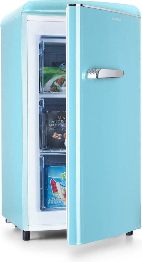 Klarstein Laika Diepvrieskast Vriezer 60 Liter 3 Schuiflades 4-Sterren vriesvak Temperatuur: -18 Tot 0 °C Vrijstaand 41 dB EEK: E Pastel blauw