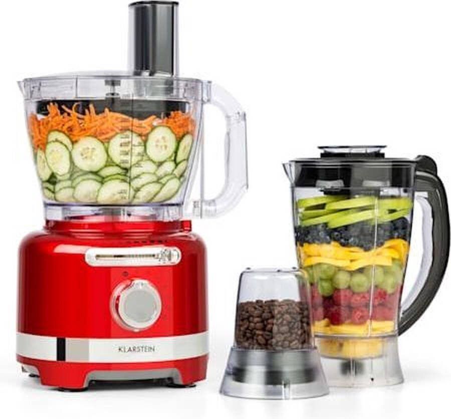 Klarstein Luca Multifunctionele Mixer 1000 W 3 Snelheden 3 Liter 6 Modi Food Processor Mixen Roeren Hakken Persen Snijden Emulgeren Volledige Controle Compact Systeem Afwasmachinebestendige Onderdelen Rood