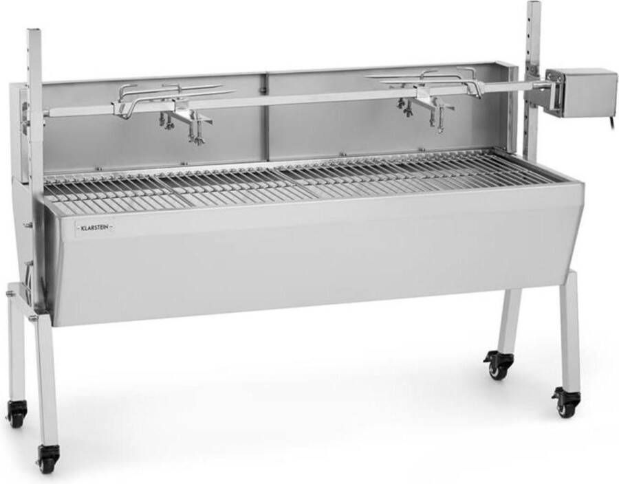 Klarstein Sauenland Pro barbecue en draaispit Rotisserie voor varken Elektrische barbecue Varken aan het spit Roestvrij staal BBQ 4 rollen 15W