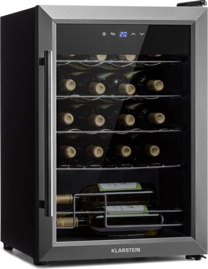 Klarstein Ultimo 20 Uno Wijnkoelkast 53 Liter Touch bedieningspaneel 131 Watt 5-18°C Zwart