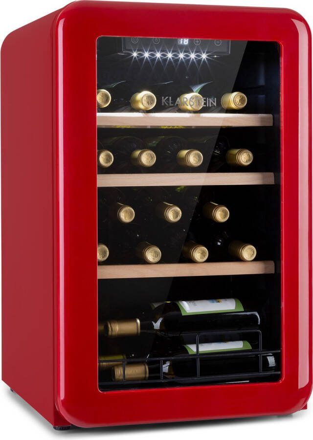 Klarstein Vinetage 19 Drankenkoeler Wijnkoelkast 70 Liter 4-22°C Retro design Rood