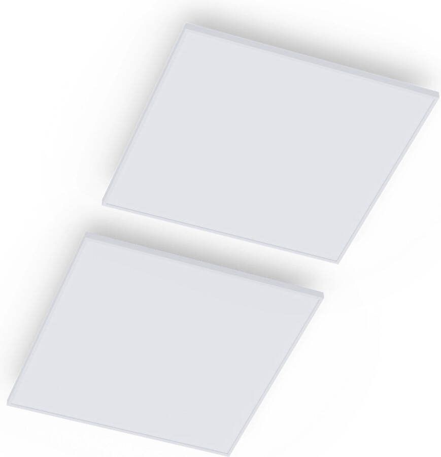 Klarstein Wondersky Infrarood Plafondverwarming Set Van 2 Achtergrondverlichting Warm Koud Licht 350 W 60 X 6 5 X 60 Cm (Bxhxd) Ip44 Bescherming Draadloze Thermostaat Plafondmontage Pet Frame Aluminium Perfect Voor De Badkamer