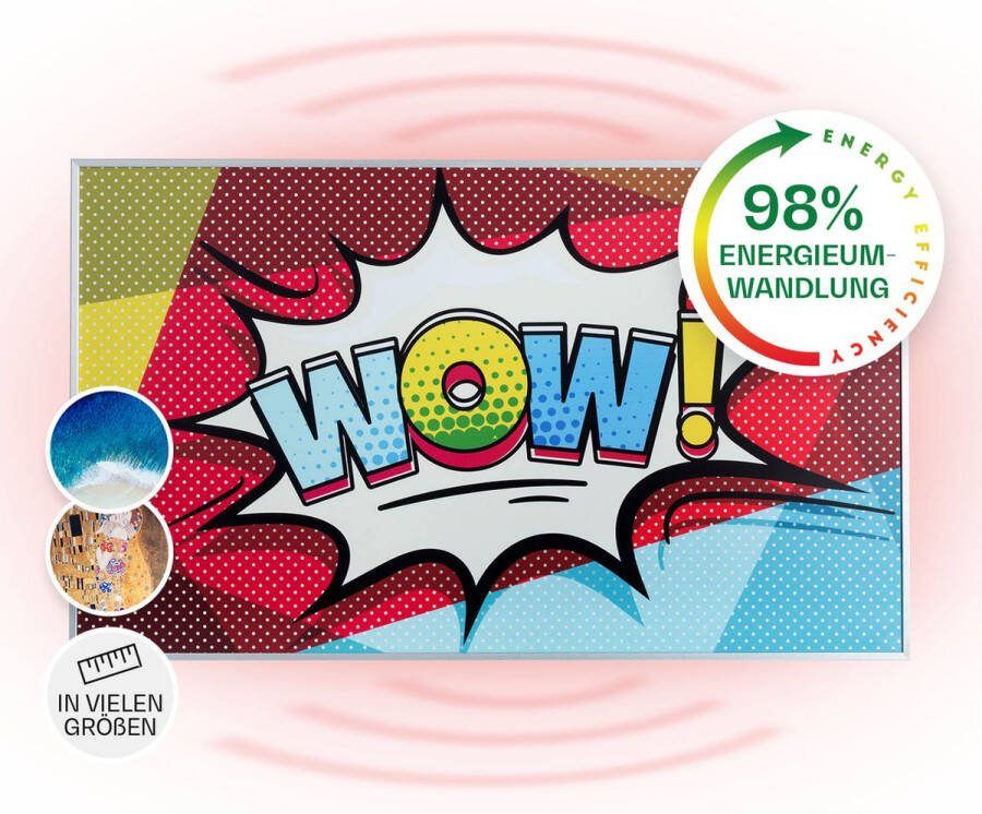 Klarstein Wonderwall Air Pop Art 60 Infraroodverwarming 101 X 60 CM 600 W Comfortheat Wandmontage Openwindow Detection Ideaal Voor Mensen Met Allergie: Geen Opwaaiend Stof Thermostaat Weektimer Afstandsbediening Metallic