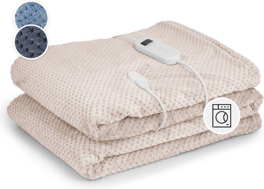 Klarstein XXL Elektrische knuffeldeken Elektrisch deken met automatische uitschakeling 200X180 cm Elektrisch warmtedeken Wasmachine bestendig Dubbelzijdige Elektrische Deken Voor Bed & Bank 9 Standen Zandkleur
