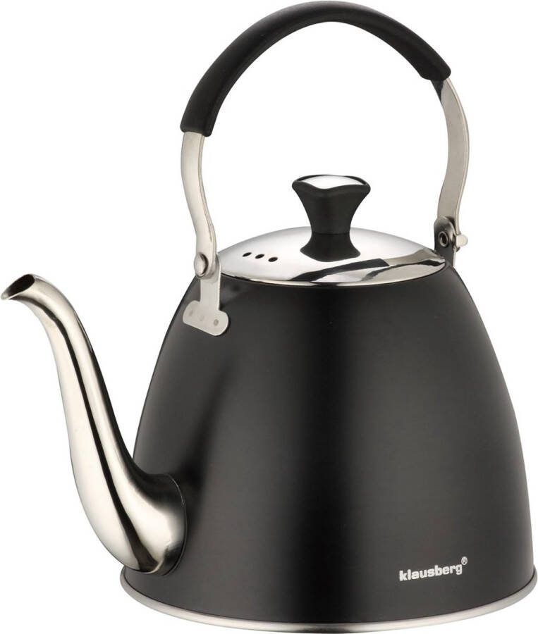 KLAUSBERG 7570 Fluitketel zwart 1.1 liter Inductie Gas Elektrisch Keramisch en Halogeen Fluitketel