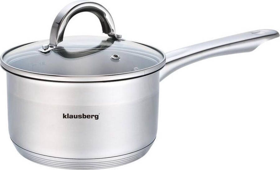 Klausberg Top Choice Steelpan met deksel sauspan 16 cm 1.5 liter