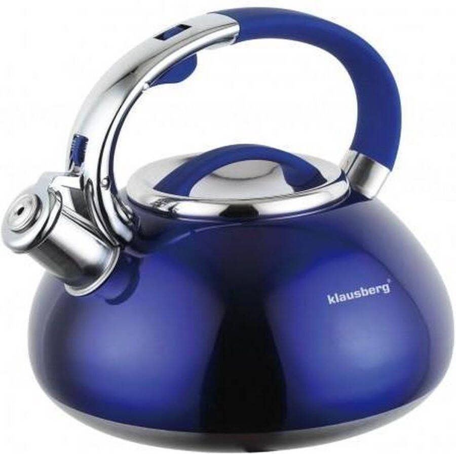 KLAUSBERG KB-7076 fluitketel 3L rvs alle warmtebronnen Blauw
