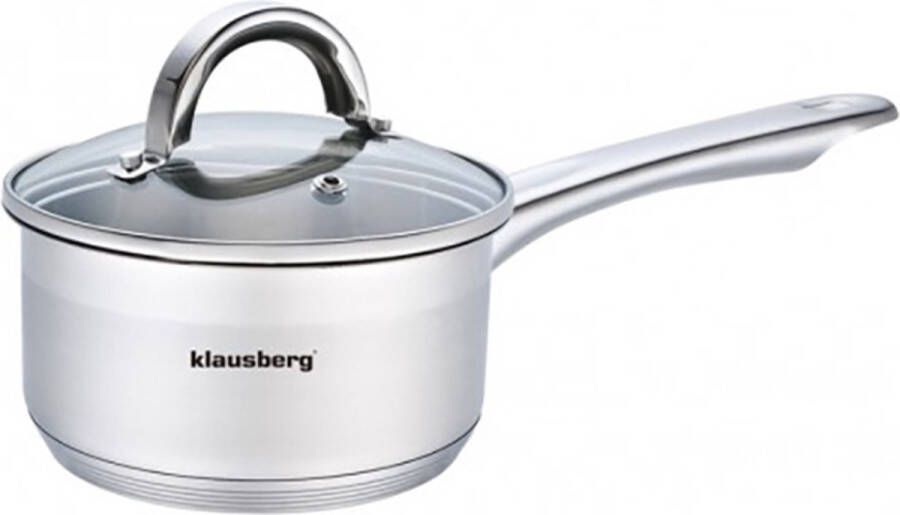 KLAUSBERG Steelpan RVS met deksel sauspan – kookpan 16 cm 1.5 liter