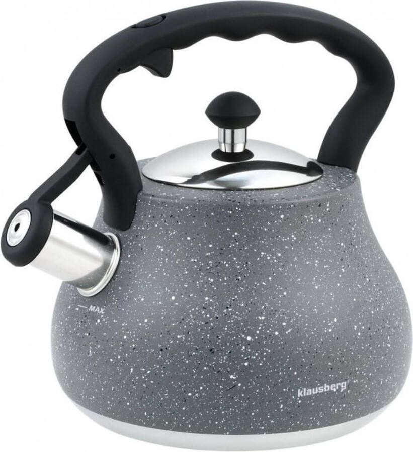 Klausberg Top Choice Stalen fluitketel marmer grijs 2.7 liter