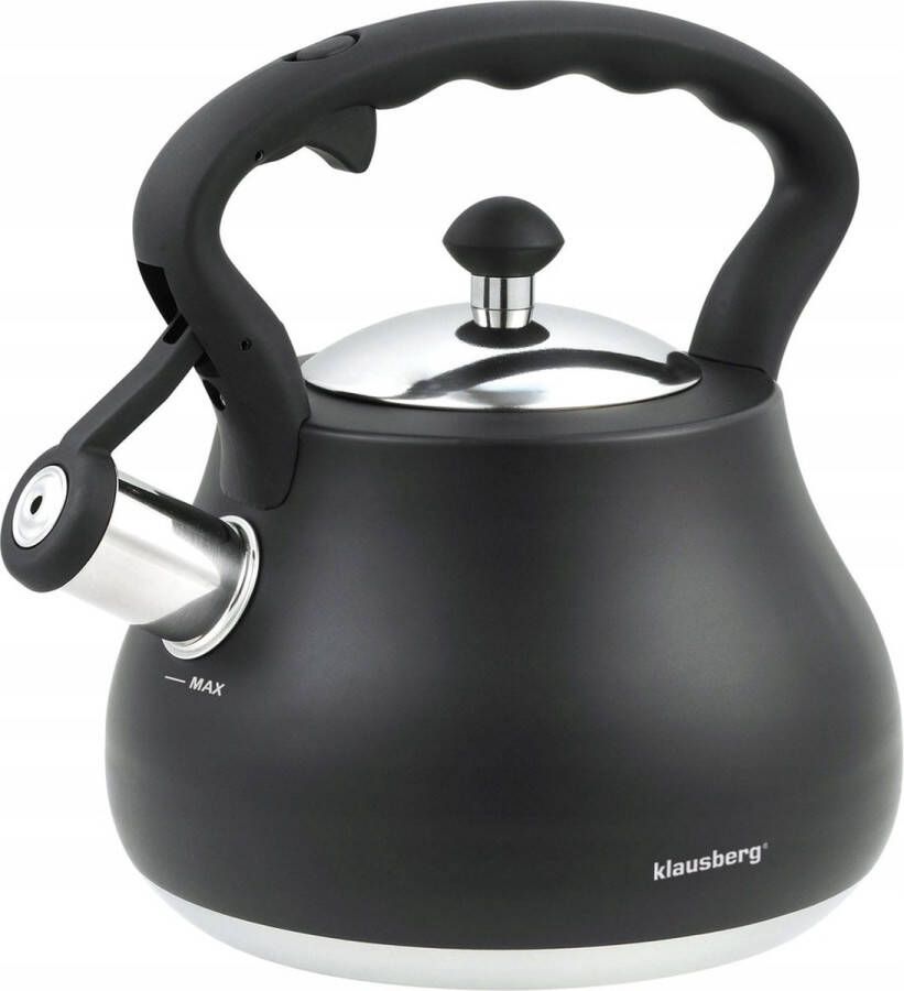 KLAUSBERG Top Choice Stalen fluitketel zwart gelakt 2.7 liter